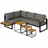 Outsunny 5-TLG. Gartenmöbel-Set mit Ecksofa, Doppelsofa und Couchtisch, Gartengarnitur inklusive Sitzkissen, Loungegruppe für Balkon und Terrasse, Balkonmöbel-Set, Grau