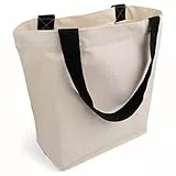 Cottonbagjoe Shopper Baumwolltasche 45x38x16 cm – Stofftasche mit Reißverschluss Innentasche, stabile Canvas Einkaufstasche mit Bodenfalte & langen Henkeln – OEKO-TEX® STANDARD 100