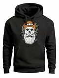 Neverless® Hoodie Herren Moin Skull Windrose Kompass Totenkopf Frontprint Männer Fashion Streetstyle Schwarz L