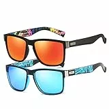 HGDGears Vintage Polarisierte Sonnenbrille Herren und Damen,Fahren,Radfahren,Angeln,Reise,UV400 Schutz Sonnenbrillen für Herren (AB-Blue+Orange)