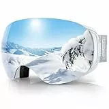 Findway Skibrille für Brillenträger Herren Damen,Snowboardbrille mit Magnetischen Wechselgläsern,Snowboard Brille Magnet Brillenträger Polarisierend OTG,Anti fog, Allwetter Verspiegelt Skibrille