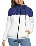 Damen Regenjacke Wasserdicht Leicht Windbreaker Zip Atmungsaktiv Regenjacken Regenmantel dünn Sportjacke mit Kapuze BLW XS