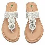 Ataiwee Damen Slide Sandalen - Elegant Flip Flops Sandalen,Glitzer boho Bequeme Sommer Zehentrenner, (2207007,weiß,38.5 EU)