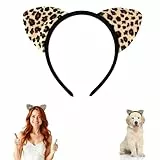 Ouligay Leoparden Ohren Haarreif, Leopardenohren Stirnband, Leopard Katzenohr Stirnbänder, Tierohren Haarreif Ohrstirnbänder Hair Hoops, Leopard Ears Headband für Halloween Karneval Cosplay Party