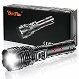 Relybo Taschenlampe LED Aufladbar 1000000 Lumen, LED Taschenlampe Extrem Hell, 2 Schalter Stufenlos Dimmbar, Starke Taktische Taschenlampe USB Batteriebetrieben Flashlight Für Outdoor Notfälle Camping