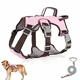 Mehrzweck-Hundegeschirr mit Leine Set, Ausbruchsicheres Anti Zug Hundegeschirr, Anti Zug Geschirr Hund Sicherheitsgeschirr, Hundegeschirre Kleine Hunde für Kleine Mittelgroße Hunde(Rosa, S)