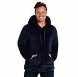 CityComfort Kapuzenpullover Herren für den Winter - Superweicher Flauschiger Hoodie-Pullover für Männer - M-3XL Fleece Loungewear (Marineblau, L)