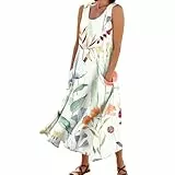 Sommerkleid Damen Sommer Outfits Damen Cocktailkleid Swing V-Ausschnitt Sommerkleid Kleid Hochzeitsgast Damen Kleid Damen Elegant Paillettenkleid Dress Tunika Damen（4-Watermelon Red,S）