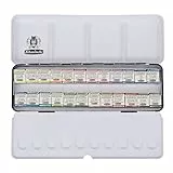 Schmincke – HORADAM AQUARELL Farbkasten mit 24 feinsten Aquarellfarben, 74424097, schwarzer Metallkasten, Malset, Premium Aquarellfarben, 24 x 1/2 Näpfchen