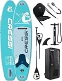 CRESSI seit 1946 - Ultra Isup Kayak Set - Aufblasbares SUP Board mit Sitz Erwachsene Große Stabilität Strapazierfähigkeit Komplett Zubehör Paddel Flosse Pumpe Tasche - Aquamarin_320x81x8 cm Max 130 kg