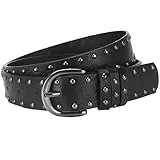AIEOE Western Cowgirl Hip Hop Rock Nietengürtel Damen Männer Mode Nieten Punk PU Ledergürtel 3.3 * 107cm Schwarz