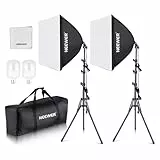NEEWER 2er Pack Softbox Beleuchtungsset 700W Äquivalent, 5700K LED Glühbirnen 24 x 24Zoll Soft Box Licht mit E27 Fassung, Reinigungstuch, Fotostudio Ausrüstung Dauerlicht Set für Videoaufnahmen, NK200