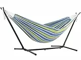 Vivere, Oasis Double Cotton Hammock with Space-Saving Steel Stand including carrying bag