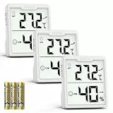 DOQAUS 3 Stück Digital Thermometer Hygrometer Innen mit AAA Batterien Temperatur und Luftfeuchtigkeitsmesser Innen mit Komfort Symbol Raumklima Messgerät für Gewächshaus Weinkeller Das Büro (Weiß)