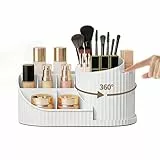 ROEOWENE Kosmetik Make Up Organizer 360 Drehbar Kosmetikaufbewahrung Box Kosmetik Organizers Kosmetikregal Multifunktionale Beauty Organizer für Frisiertisch,Schlafzimmer,Badezimmer Organisation-Weiß