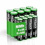 HiQuick 16 Pack AA AAA wiederaufladbare Batterien NI-MH 1,2V, 8 x Akkus AA 2800mAh und 8 x Batterien AAA 1100mAh, Geringe Selbstentladung 1200 Tech Mignon Akku