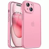 CANSHN Upgrade für iPhone 15 Hülle mit Kameraschutz (TOP Militärschutz) Minimalistische Transluzente Matte Schutzhülle Extrem Haltbarkeit Hülle iPhone 15 Case Stoßfest, Rosa
