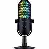 Razer Seiren V3 Chroma - RGB-USB-Mikrofon mit Tap-to-Mute (Reaktive Beleuchtung, Supernieren-Kondensator-Mikrofon, Digitaler Verstärkungsbegrenzer und integrierter Schockdämpfer) Schwarz
