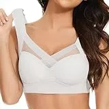 Generisch Komfort BH Wohlivia Haltungskorrektur Push Up BH Damen Ohne Bügel Große Größen Bustier Damen Spitze Bralette Bügelloser Klassischer Schalen BHS Bralette Weicher Komfort Seamless (Weiß,L)