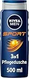 NIVEA MEN Sport Duschgel, Pflegedusche mit vitalisierendem Limonenduft und erfrischendem Schaum, Männer Duschgel mit Mineralien für Körper und Haar (500 ml) (Packung mit 5)