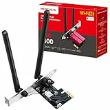 Mercusys AXE5400 Tri-Band Wi-Fi 6E Bluetooth 5.2 PCIe Adapter mit zwei Antennen, PCIe WiFi-Karte, OFDMA, MU-MIMO, niedrige Latenz, MTK Wi-Fi 6 Chipsatz, neuester WPA3, unterstützt Windows 10/11 (64bit
