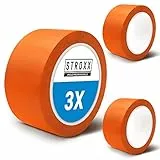 STROXX – 3x Putz- und Maler Abklebeband 50mm x 33m – Abdeckband orange für Malerarbeiten & Renovierungen – Malerkrepp zum Streichen & Lackieren – wasserfest & rückstandslos entfernbar