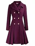 GRACE KARIN Damen Mantel Langarm Doppelknopf Revers Wintermantel Wintercoat Warm Jacke Mantel casual style Outwear Lila M