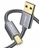 JSAUX USB-Druckerkabel 2M - Scanner Kabel A auf B - Kompatibel Mit HP, Canon, Dell, Epson, Lexmark, Xerox, Brother, Samsung - Grau