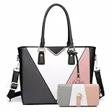 Miss Lulu Damen Handtasche Mittelgroß PU Leder Tasche Schultertasche Tote Shopper mit Umhängetasche, Elegant Größe für Arbeit Reisen Business