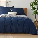 BEDSURE Bettwäsche 260x240 Blau Grau - 1 Bettbezug 260x240 cm + 2 Kissenbezüge 65X65 cm, ÖKO-TEX Bettwäsche-Sets Blau Grau Baumwolle mit Reißverschluss