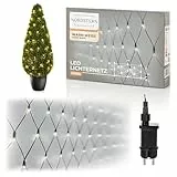 Nordstern LED Lichternetz Warmweiß 160 LEDs - Lichtervorhang Beleuchtung für Innen & Außen 2 x 1 m - Lichterkette für Buchsbaum, Weihnachtsbeleuchtung oder Sternenhimmel