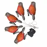 SOLUSTRE LED Lichterkette mit Vogelförmigen Acryl Figuren Clip Design für Gartenbeleuchtung und Terrasse Lebensecht und Wetterfest für Außenbereich