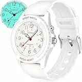 TENOCK Armbanduhr Wasserdicht Damen,Armbanduhr Analog,Herren Analoge Quarz Uhr,5 ATM Wasserdicht Damenuhr Nachtlicht für Modischer Casual-Matching oder Sportliche Aktivität(Weiß)