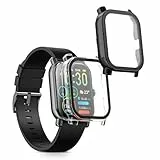 kwmobile 2X Cover kompatibel mit Nerunsa P66D / Aptkdoe P66D / Dotn P66D / Ddidbi P66D Hülle - Fullbody Fitnesstracker Case Set aus Glas - Transparent Schwarz