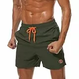 ZOXOZ Badeshorts Herren Badehose Herren Shorts Kurze Hosen Herren Schnelltrocknend Männer Schwimmhose Boardshorts Strandshorts Beachshorts mit Mesh-Futter Verstellbarem Tunnelzug Dunkles Armeegrün L