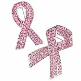 Holibanna 2Stücke Teiliges Brustkrebs-bewusstseins Broschen mit Rosa Strasssteinen Anstecknadel im Schleifen-design für Charity-events Bewusstseins für Brustkrebs