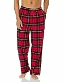 Amazon Essentials Herren Atmungsaktive Flanell-Pyjamahose (Erhältlich In Groß Und Schwer), Kirschrot Schwarz Karomuster, L