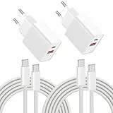 NIBIKIA 2Pack USB C Ladegerät Ladekabel für iPhone Air 17 16 15 Pro/Pro Max, 25W 2-Port USB C Power Adapter Schnellladekabel für iPad Pro/Air, Schnellladegerät Stecker mit 2M Kabel