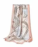 GLORIS Damen schal fein seidig groß 180 x 90 cm HellBlau-Rosa mit Paisley Prints. Halstuch Tuch für Frauen. Kopftuch Halstuch Schal. Seidenschal Elegante