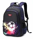 Asge Schulrucksack Jungen Teenager Schultaschen Mädchen Ranzen Ergonomischem Kinder Rucksäcke Fußball Druck Schulranzen für 8 10 16 Jahre School Bags for Boys Wasserdicht Groß für Schule