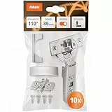 BLUM 10x CLIP top BLUMOTION Möbel Scharnier 110°, gerade mit Feder, Eckanschlag + BLUM CLIP Exzenter Kreuzmontageplatte, Stahl, Schraubvariante, Distanz 0 mm, Topfband ø=35mm