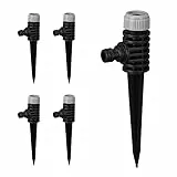 Relaxdays Sprühregner Garten, 5er Set, Klickstecker Anschluss, mit Erdspieß, Flächen bis 30 m², Sprinkler, schwarz/grau