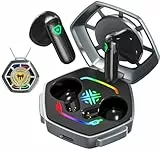 ANCwear Gaming Bluetooth Kopfhörer mit LED-Licht – Kabellose TWS In-Ears mit Touch-Steuerung, USB-C, 20 Std. Laufzeit – Sci-Fi Design mit Aufklebern – Geschenk für Gamer & Technik-Fans