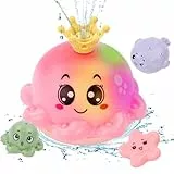 Vicloon Badewannenspielzeug, Baby Badespielzeug, Oktopus Badewanne Spielzeug mit LED Licht, Automatischer Wasserstrahl Pool Spielzeug Kinder, Geschenk für Baby Kinder ab 1 2 3 Jahr - Rosa