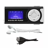 ciciglow Sport MP3, Tragbarer -Musik-Player 16 GB Erweiterungsspeicher mit LED-Taschenlampe LCD-Bildschirm-MP3-Player mit Kopfhörer und USB-Kabel(schwarz)