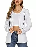 Aottori Damen Sweatjacke Kapuzenjacke Lange Zip Hoodie Pullover Kapuzenpulli Outwear Sweatshirt Kapuzenpullover Jacken Herbst Winter mit Reissverschluss Weiß M