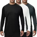 BOOJO 3er Pack Langarmshirt Herren UPF50+UV Schnelltrocknend Longsleeve Atmungsaktiv Sport Funktionsshirt Gym Langarm Laufshirt für Männer