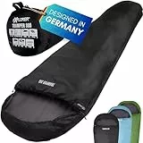 EXPLORER® Tramper 300 Schlafsack Schwarz -16°C +13°C [300g/m²] 3 Jahreszeiten Leichter Mumienschlafsack für Erwachsene[1500g] 230x80x55cm kombinierbar für Outdoor, Camping, Trekking und Reisen