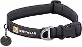 Ruffwear Front Range-Halsband, Hundehalsband mit V-Ring, längenverstellbares Haustier-Hundehalsband, bequemer weicher Stoff, Haustierhalsband mit Hundeleinen-Befestigungsring, Basalt Gray 14'-20'