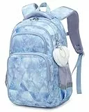 Cusangel Schulrucksack für jungen,kinderrucksäcke mit Brustgurt kinder,Grosse Kapazität Grundschulrucksack,Rucksack,ab der 1-7.Klasse mädchen (Blau Mädchentasche)